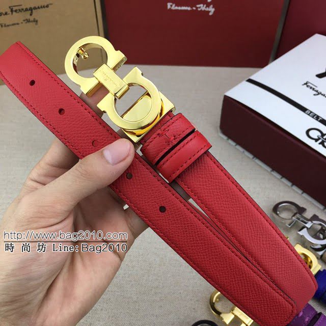 菲拉格慕女士皮帶 Ferragamo雙面牛皮經典純銅五金腰帶  jjp2031
